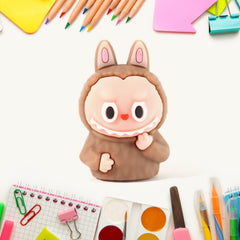 Usage of cartoon pencil sharpener inside eraser by child