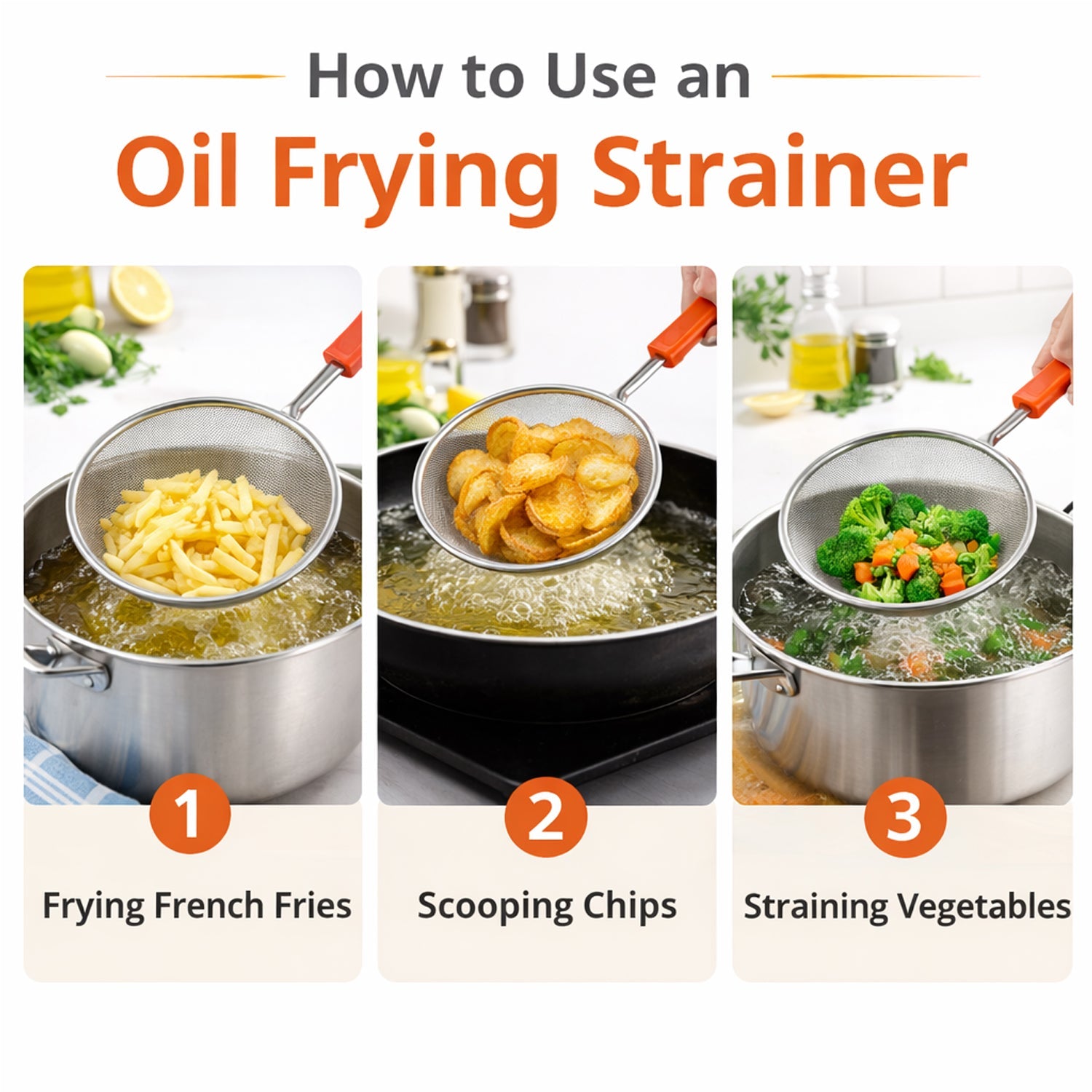 Mesh food strainer for versatile kitchen use