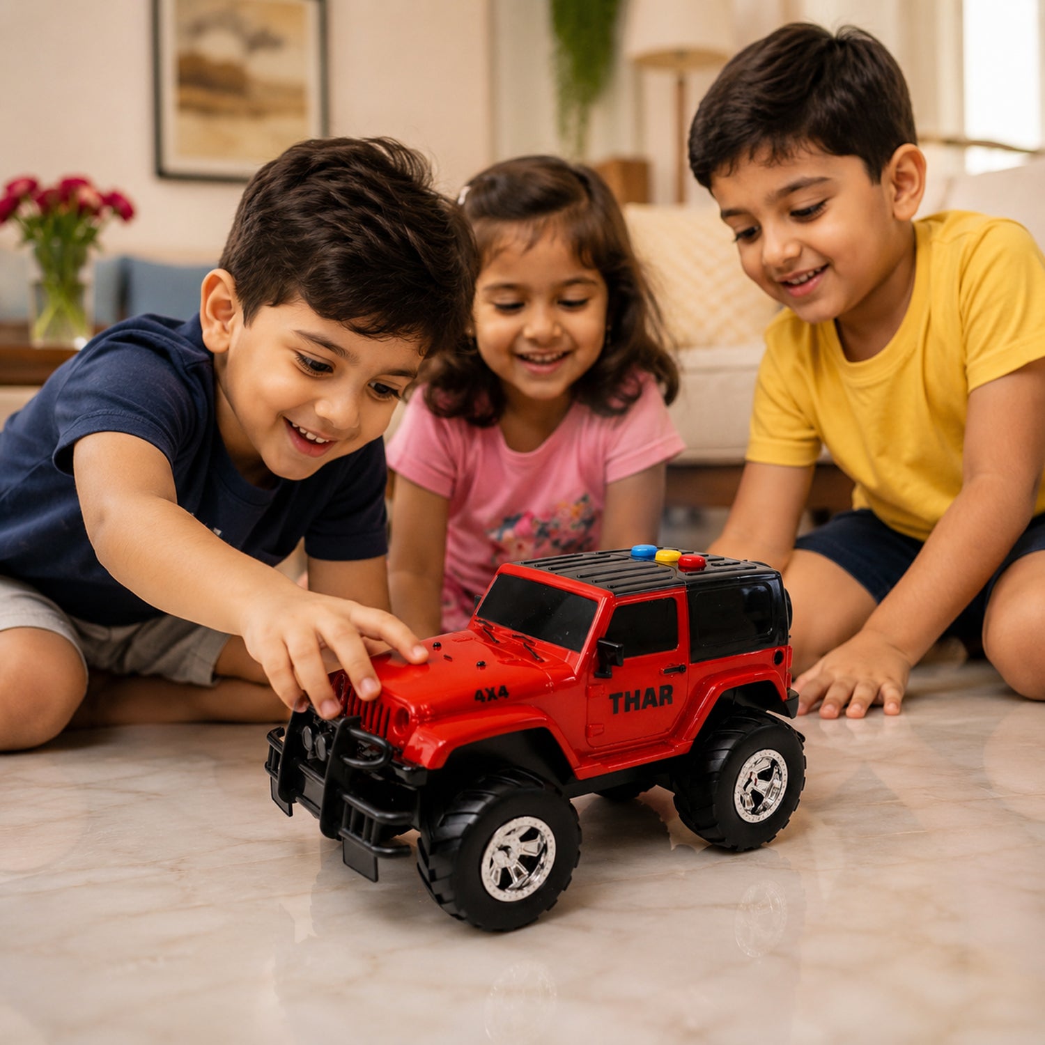 Kids Dinosaur Hunter Off-Road Friction Powered Toy Jeep Car (1 Pc)