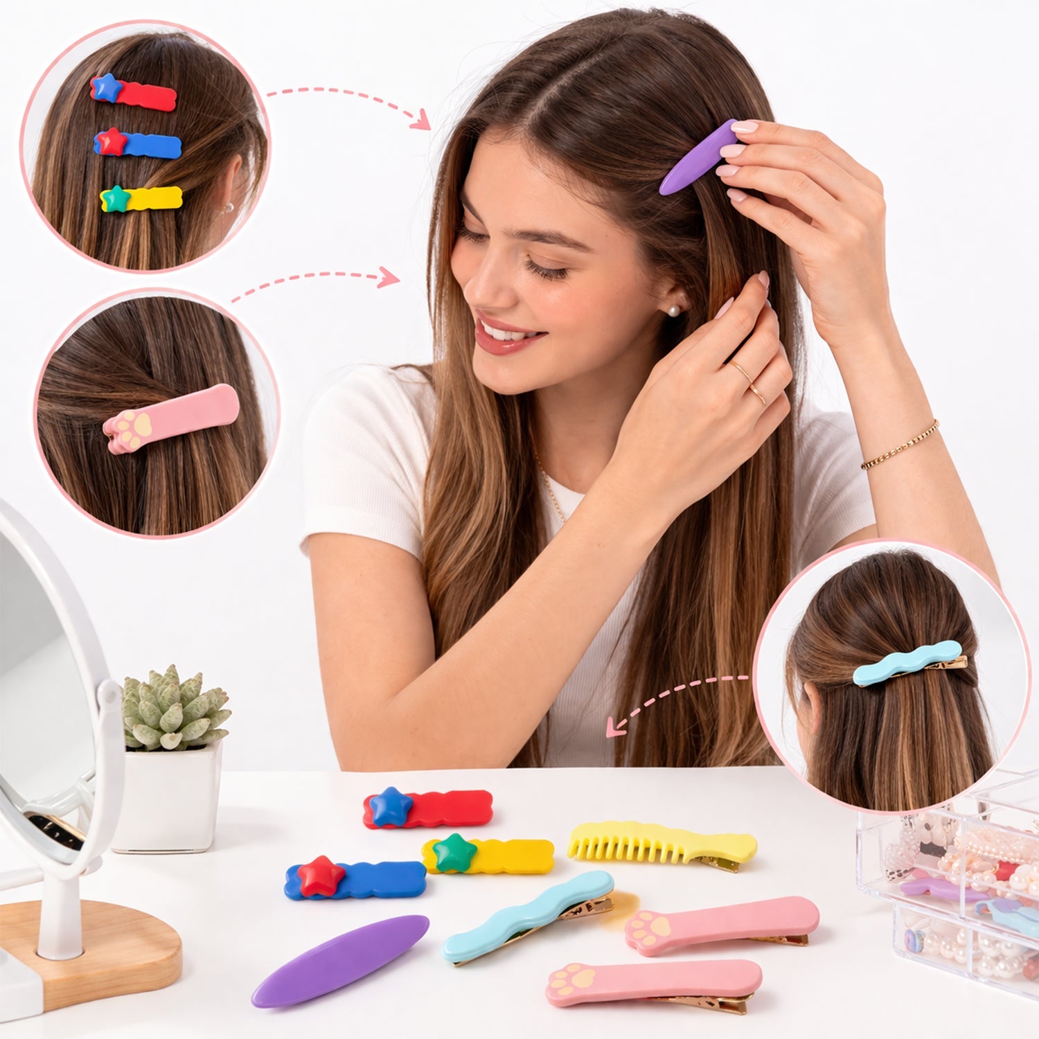 Cute Stylish Design Hair Clips Set (1 Set, Mix Design)