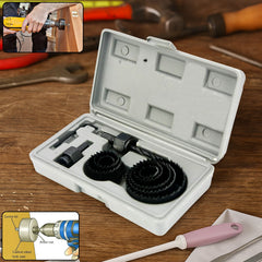 Wood hole saw cutting set with 11 pieces in plastic case