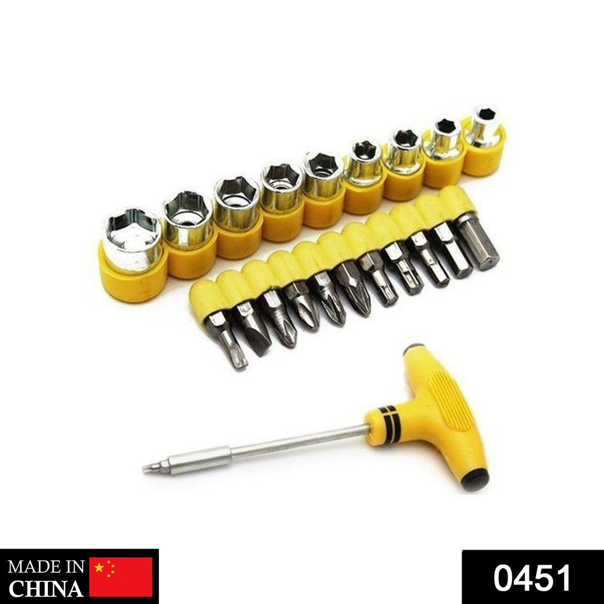 21-piece T-spanner ratchet socket set in case