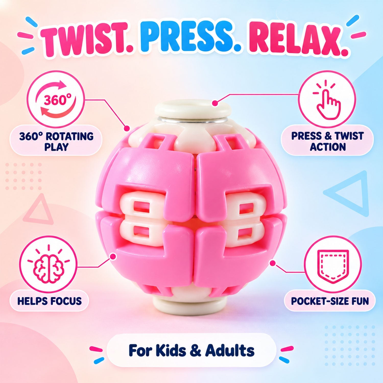 Transforming Spinner Flat Ball Toy with 360 Degree Spin for Kids and Desk Play