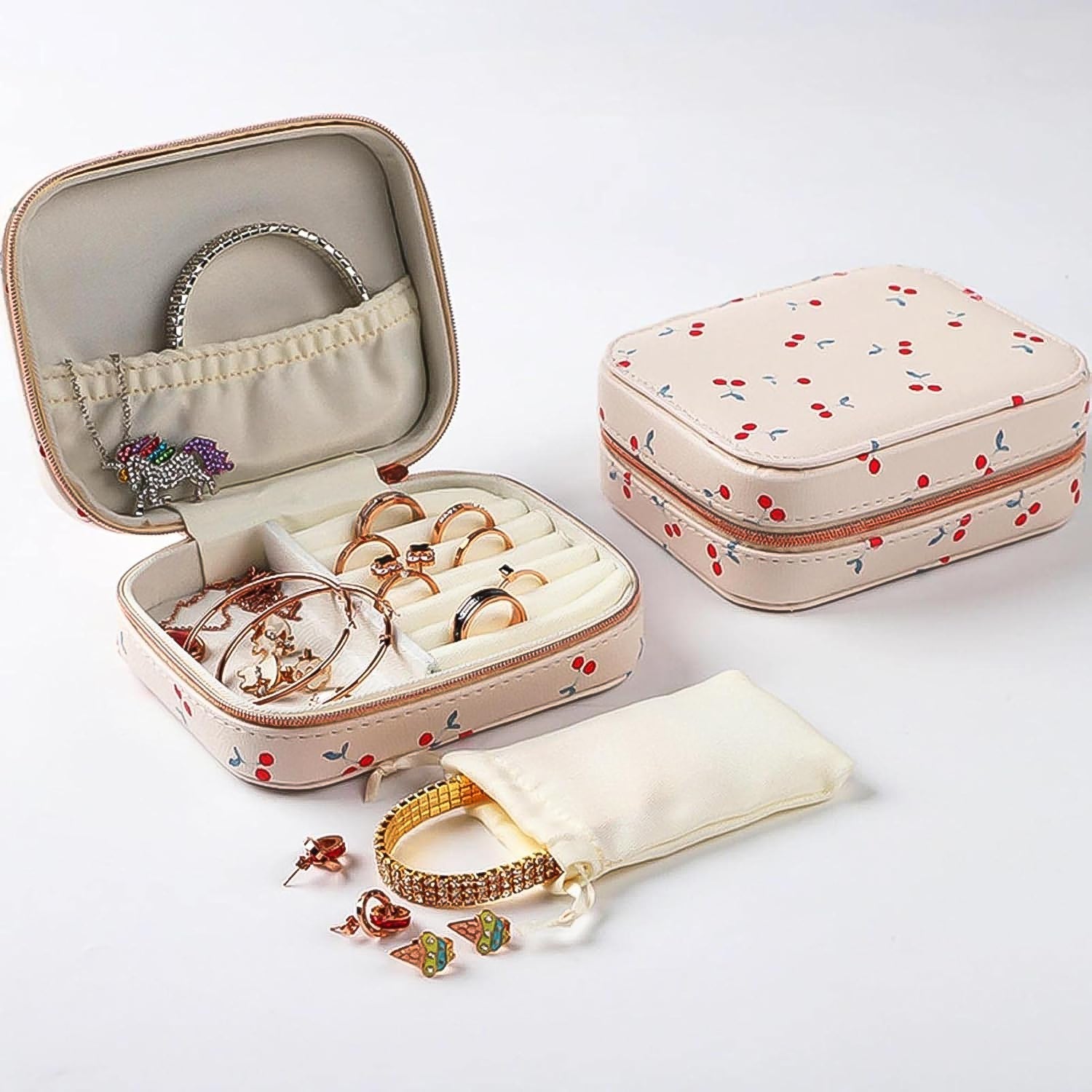 Jewelry travel case on white background