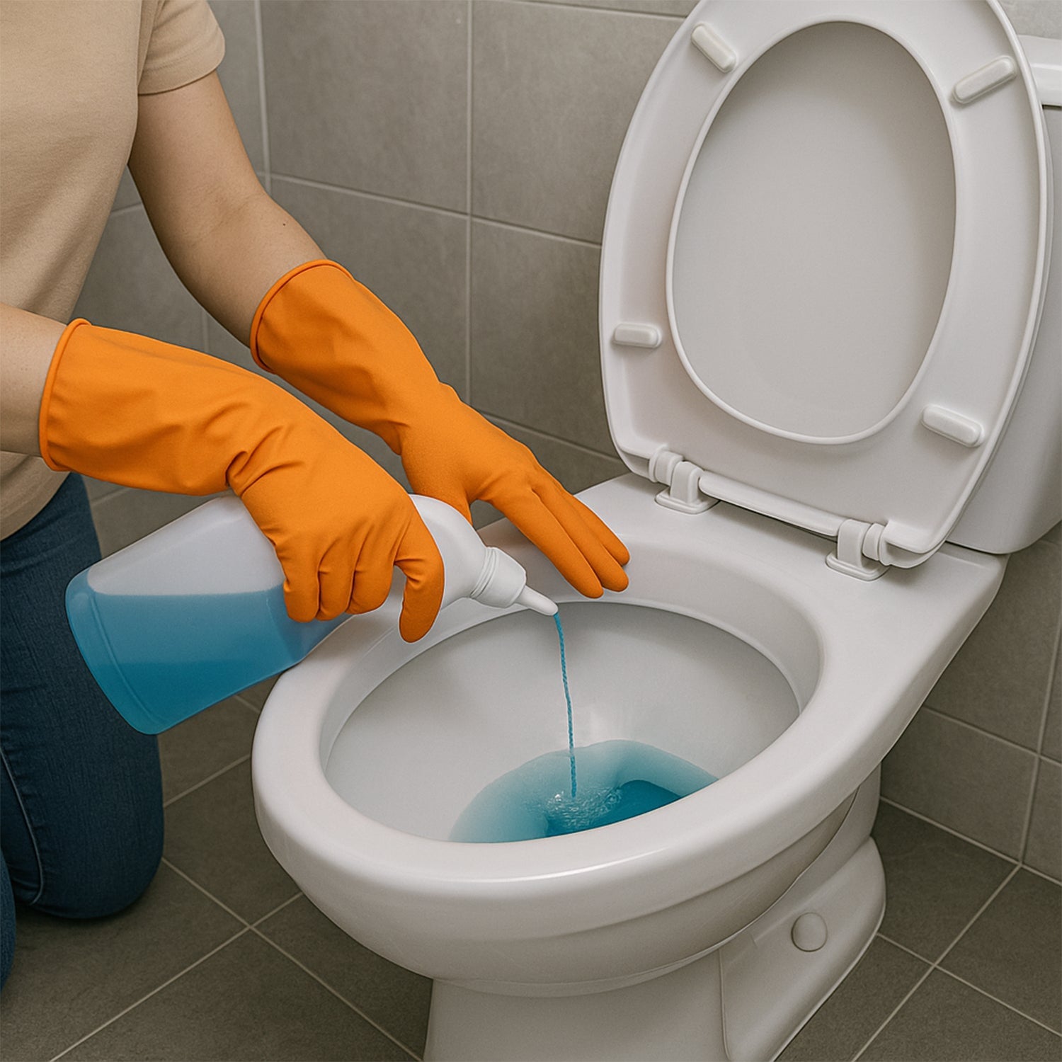 1 Pair Large Orange Gloves For Types Of Purposes Like Washing Utensils, Gardening And Cleaning Toilet Etc.