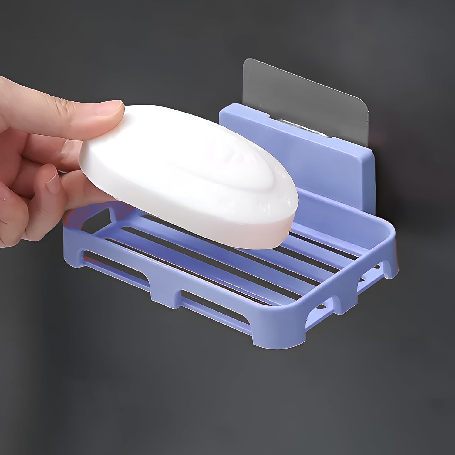 Side view of self-adhesive soap holder