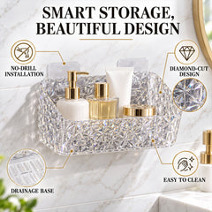 Close up of the diamond pattern and transparent plastic material of the wall organiser