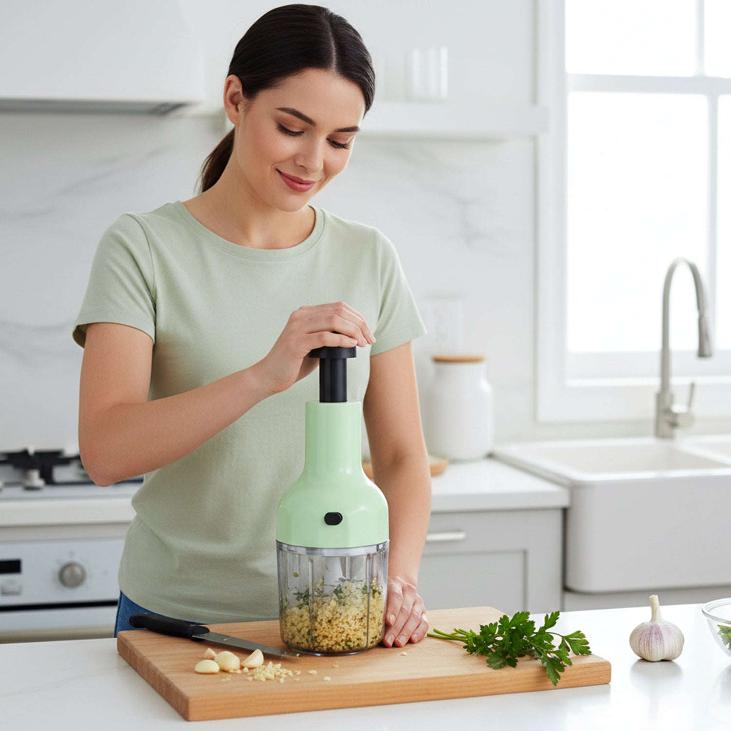 Vegetable cutter with transparent container