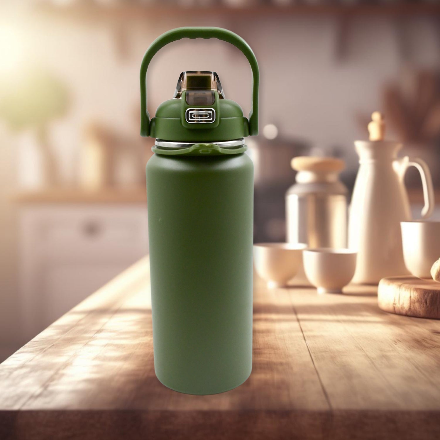 Stainless Steel Water Bottle Vacuum Insulated Thermos Flask Double-Walled Coffee Thermos Flask Leak-proof Water Bottle for Sports, Fitness, Gym (1500ML)