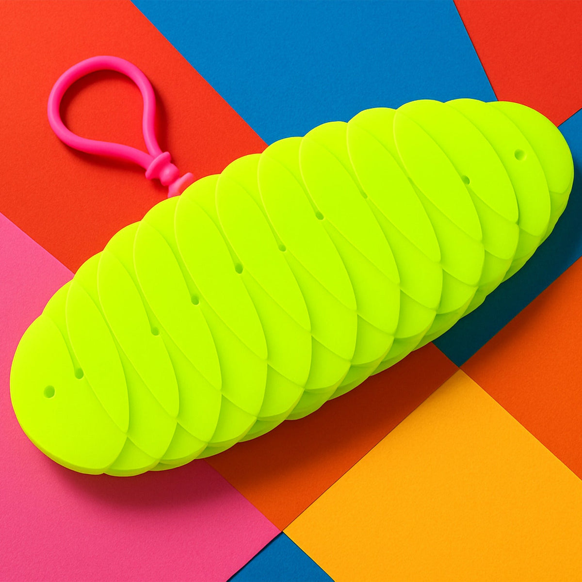 Flexible plastic worm fidget toy folded
