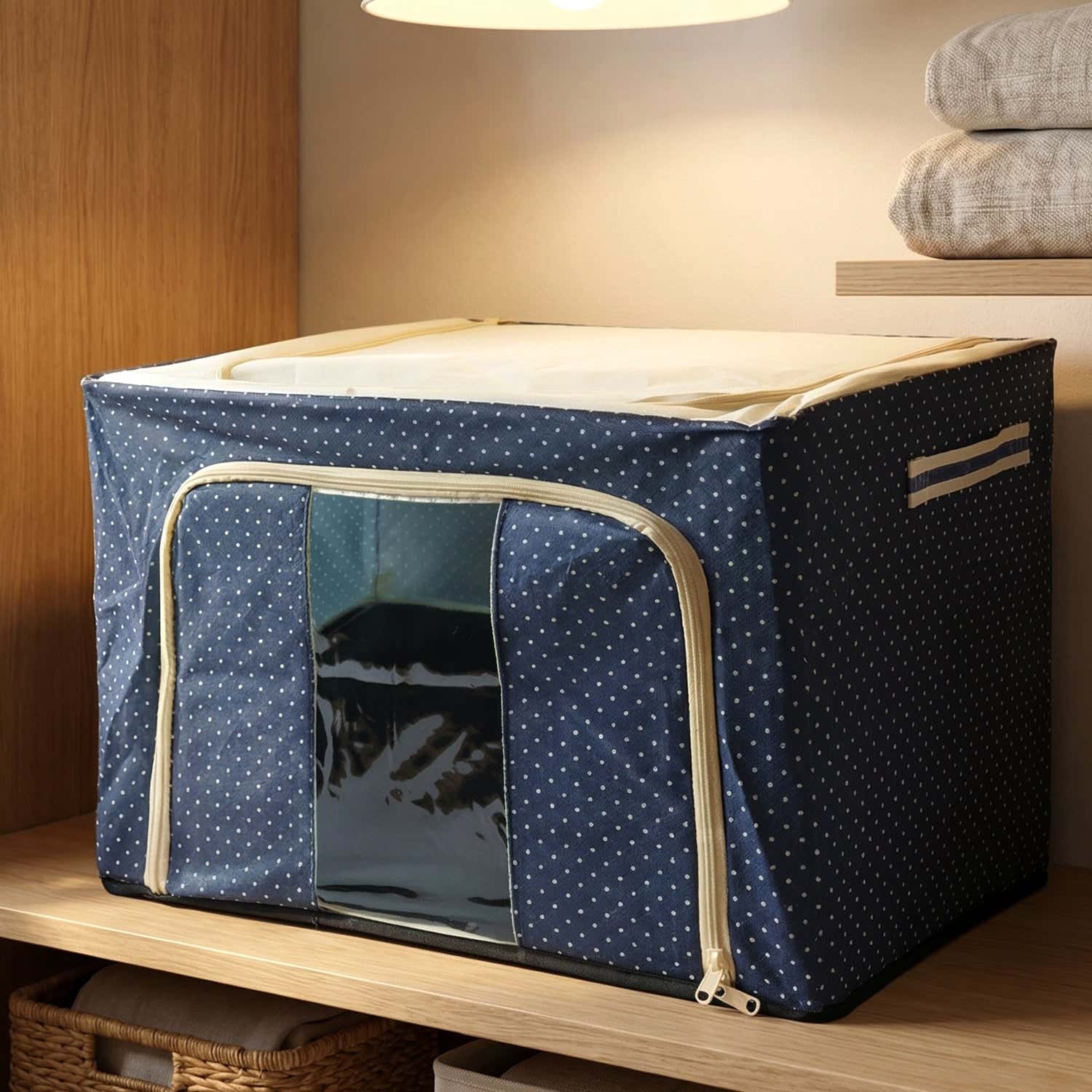 Foldable cloth storage box in a neat stack