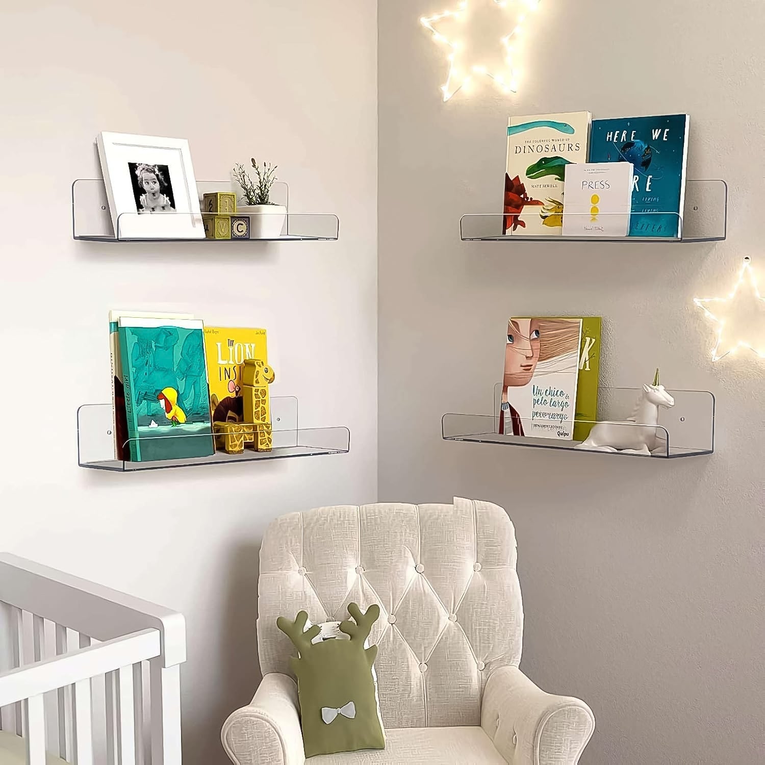 Acrylic Shelves, Clear Shelves Wall Mounted (38Ã—11 Cm / 1 pc / With 2 Screw)