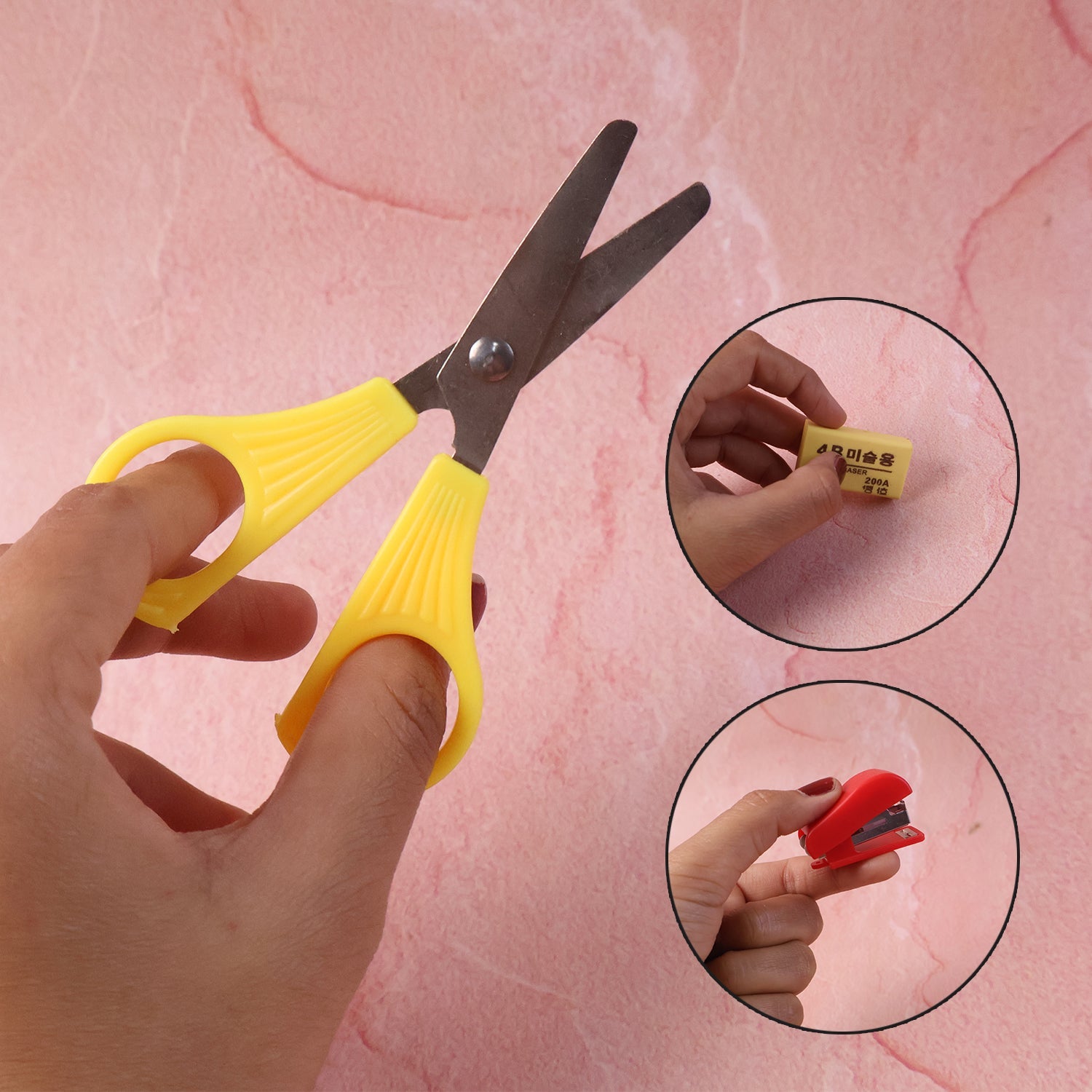 Mini stapler and supplies in stationery set