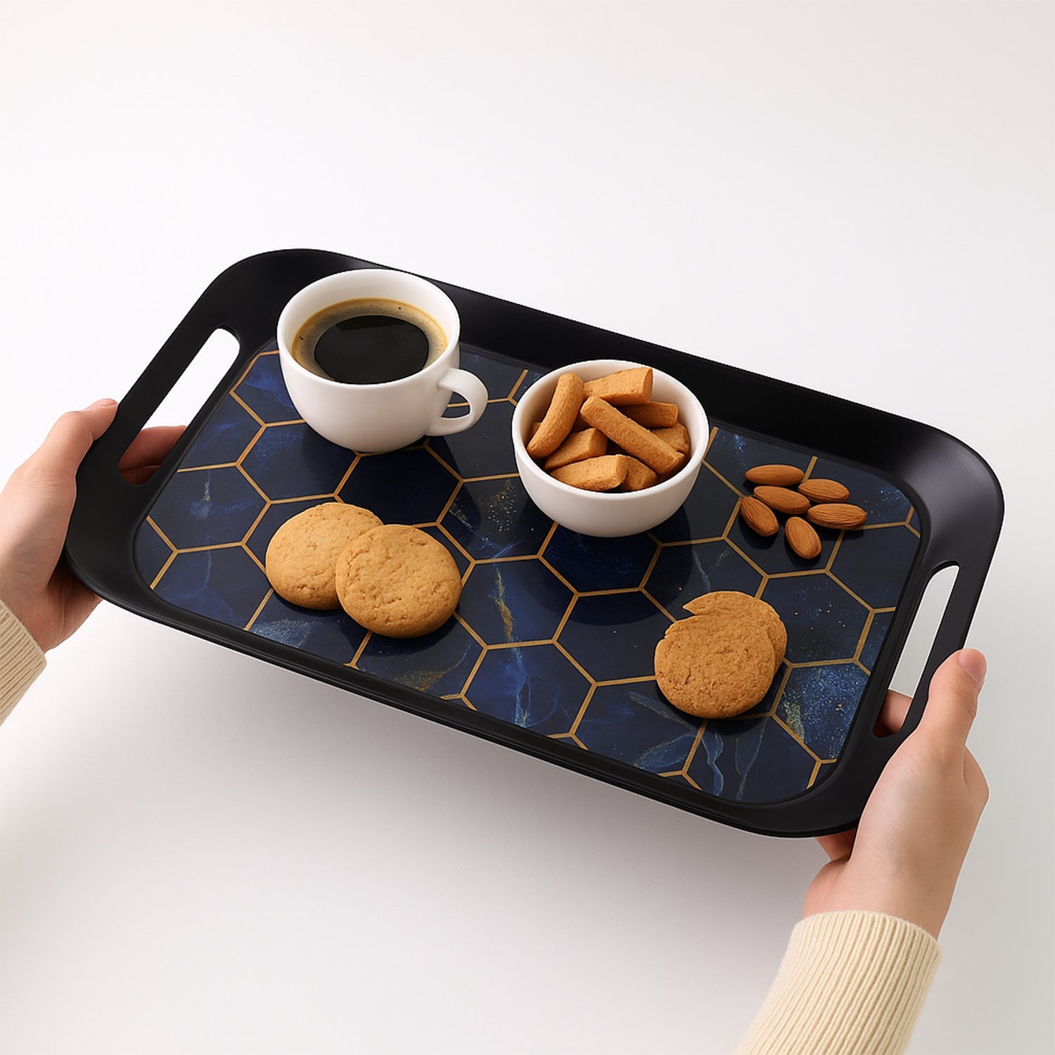 Multipurpose plastic serving trays with handles