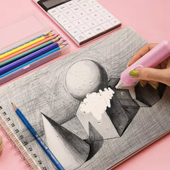 Electric eraser kit with refills, close-up