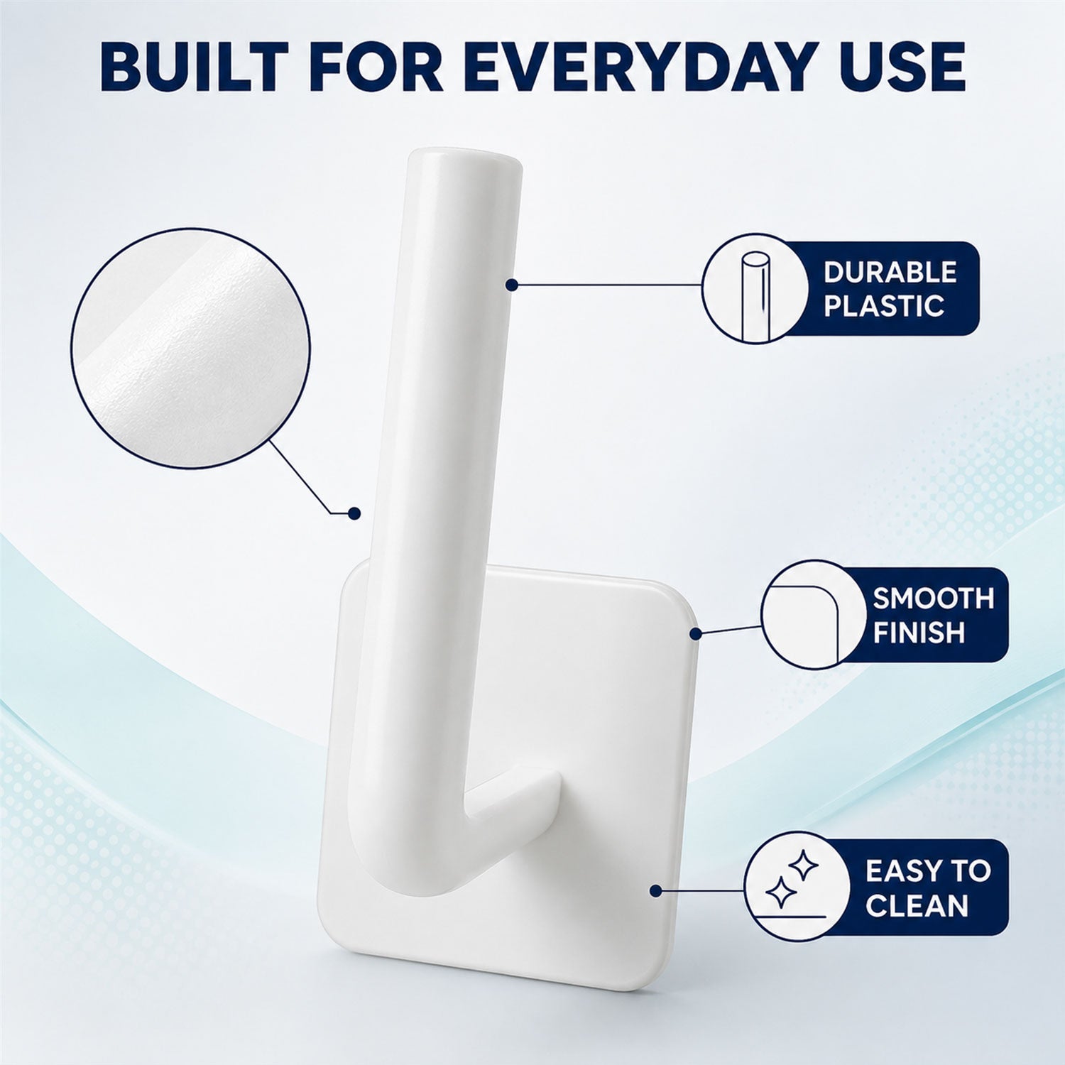 Wall hook adhesive detail