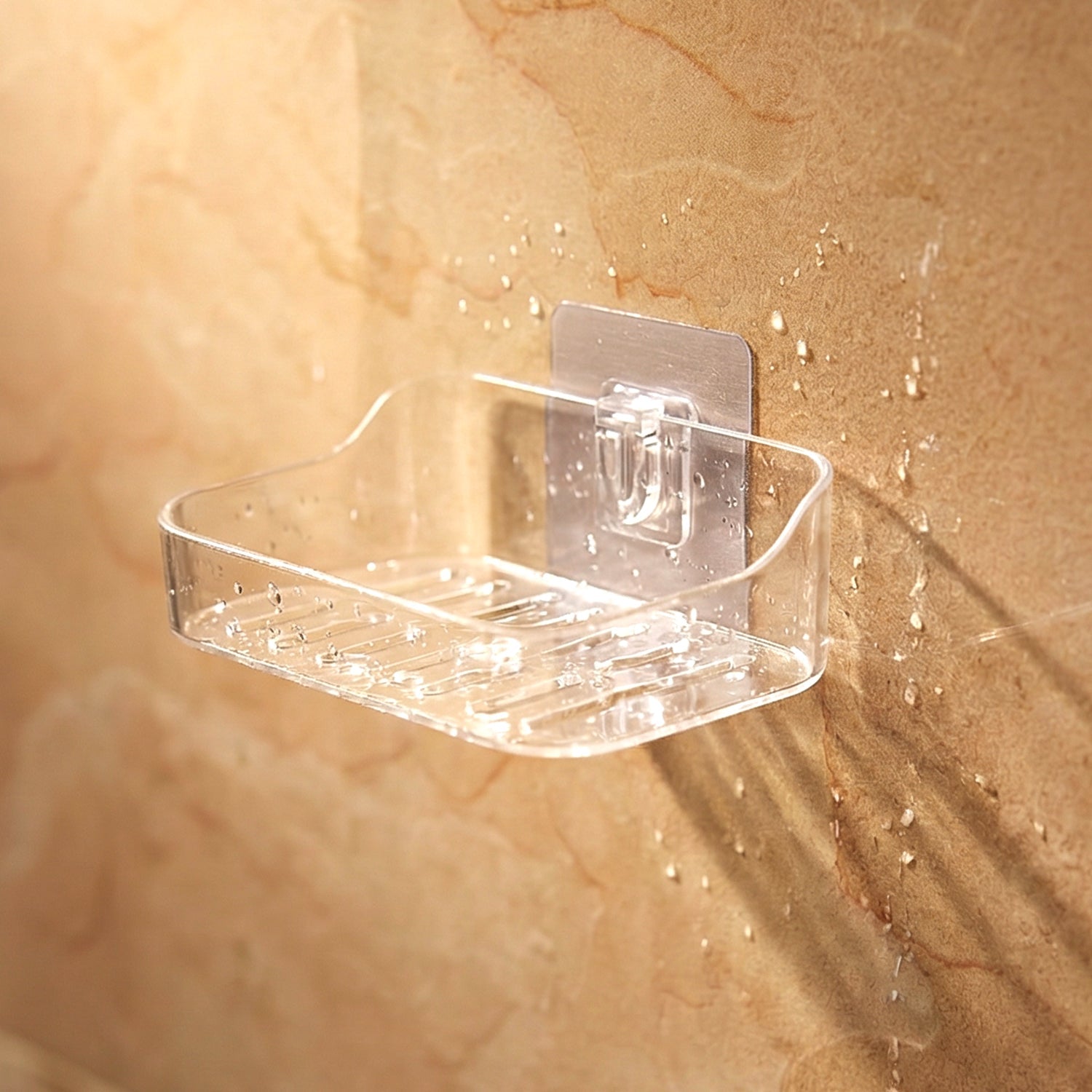 Soap dish holder set showing suction cup mounting