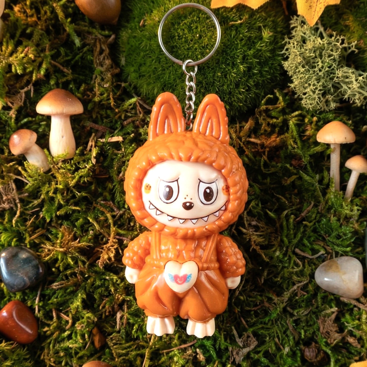 Face changing cartoon toy keychain with keyring accessory
