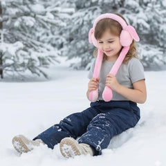 Side view of kids earmuff in soft plush fabric