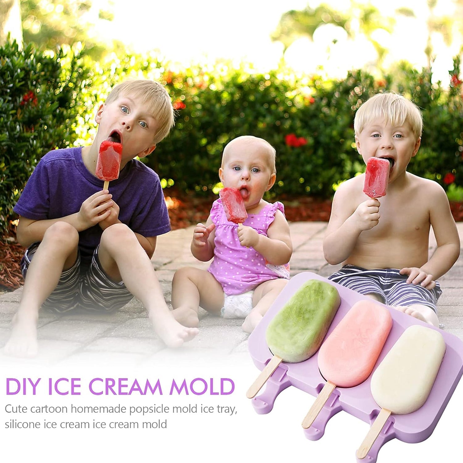 Silicone Sicle Molds â€“ DIY Ice Pops with Lids & 50 Sticks