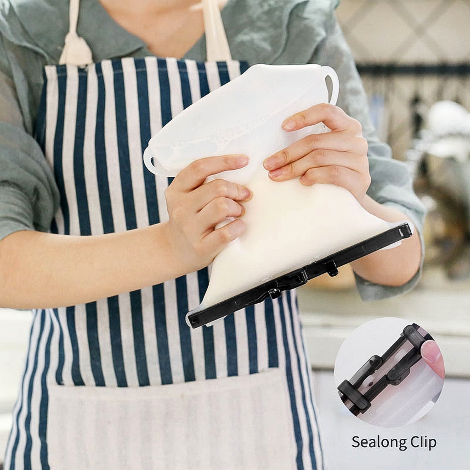 Silicone food storage bags packed for travel