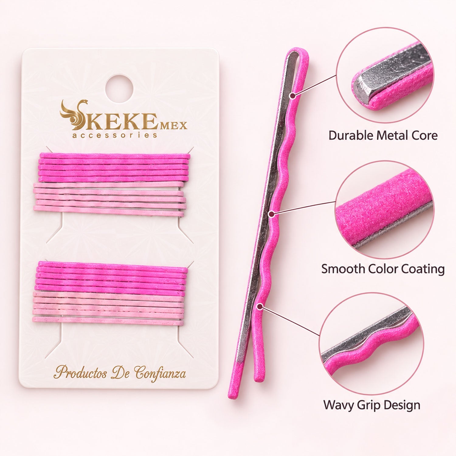 Pink bobby pins white bg