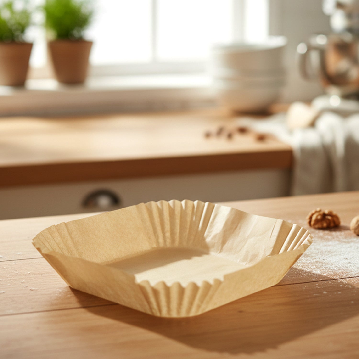 Square Disposable Paper Air Fryer Liners (50 Pc Pack, 160x45 mm)