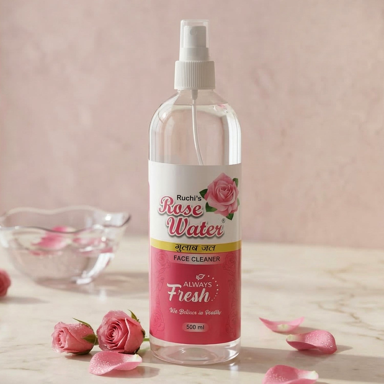 Rose Water Face Cleanser Spray Bottle (1 Pc, 500 ML)