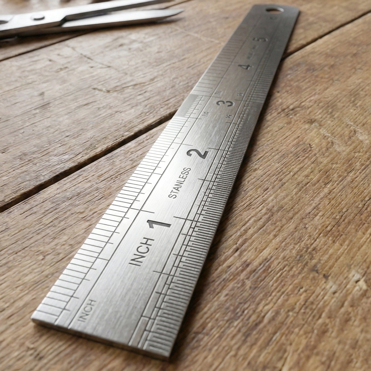 Steel ruler edge detail