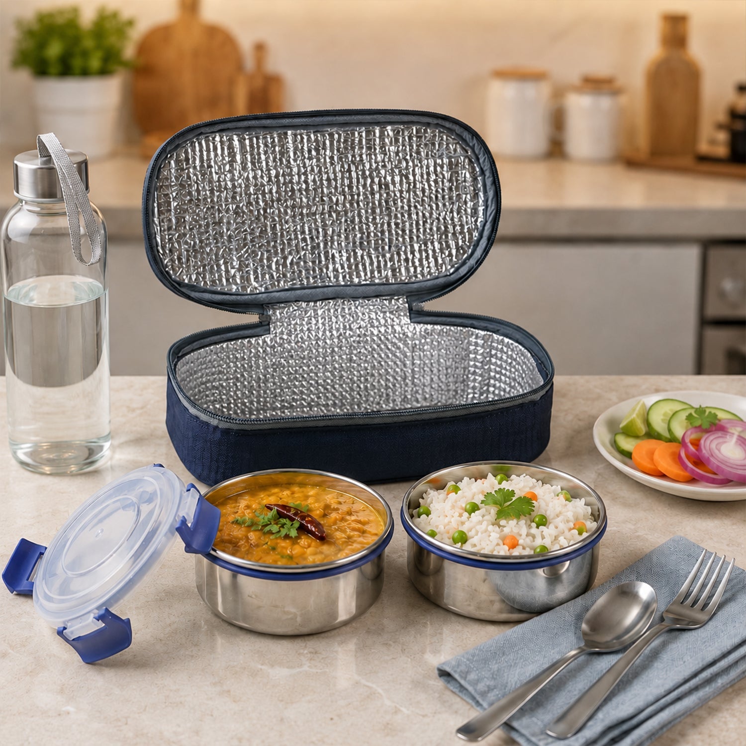 Ganesh Neo Twin 300 Stainless Steel Lunch Box Set (1 Set)