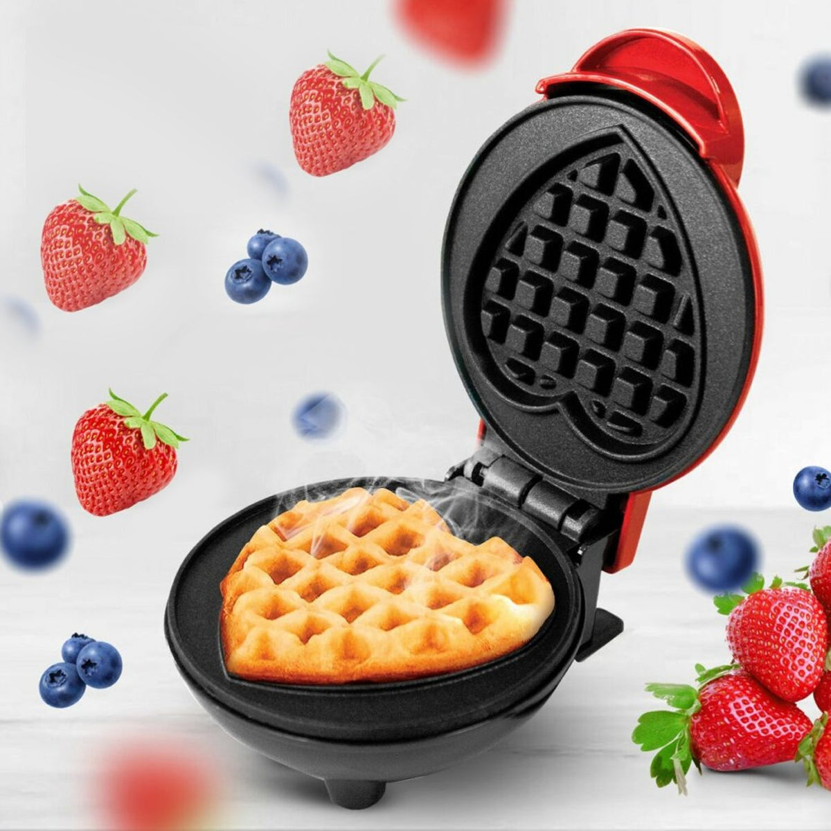 Mini Waffle Maker Machine on Kitchen Counter