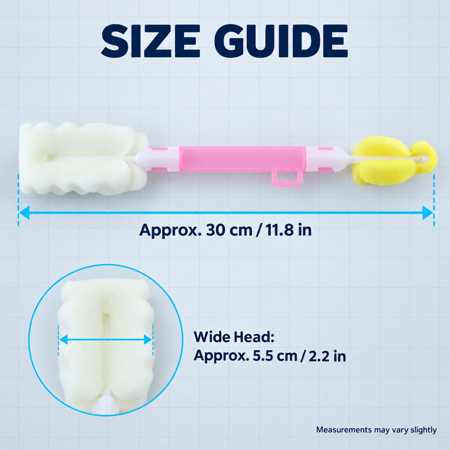 Long Handle Silicone Bottle Cleaning Brush - 30 cm, Gentle & Flexible