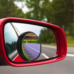 Close-up of a wide-angle blind spot mirror