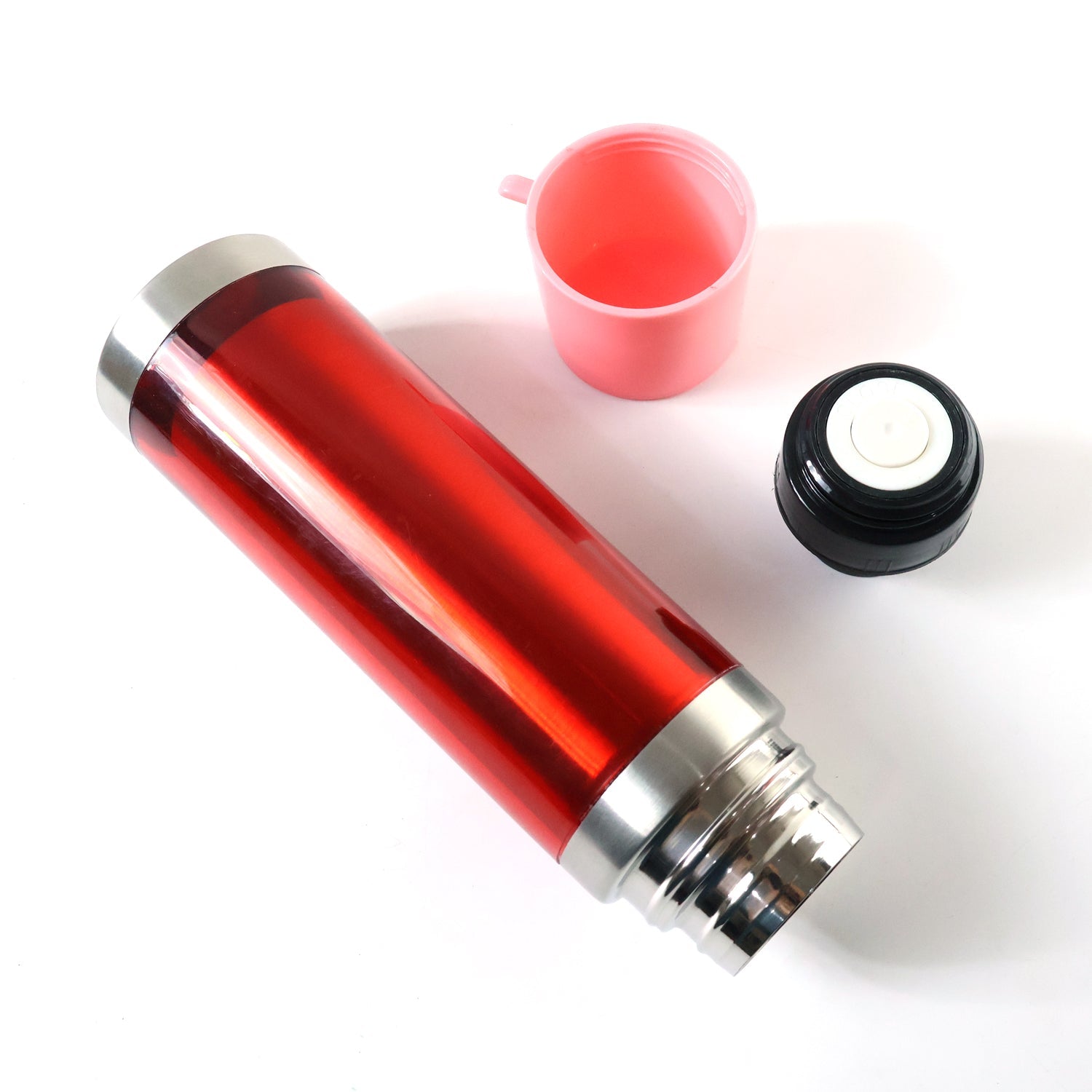 B-Grade stainless steel insulated flask bottle without lid showing inner section