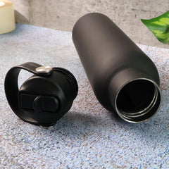 Stainless Steel Water Bottle with Carry Strap & Built-In Straw 1000ML Approx (1 Pc)
