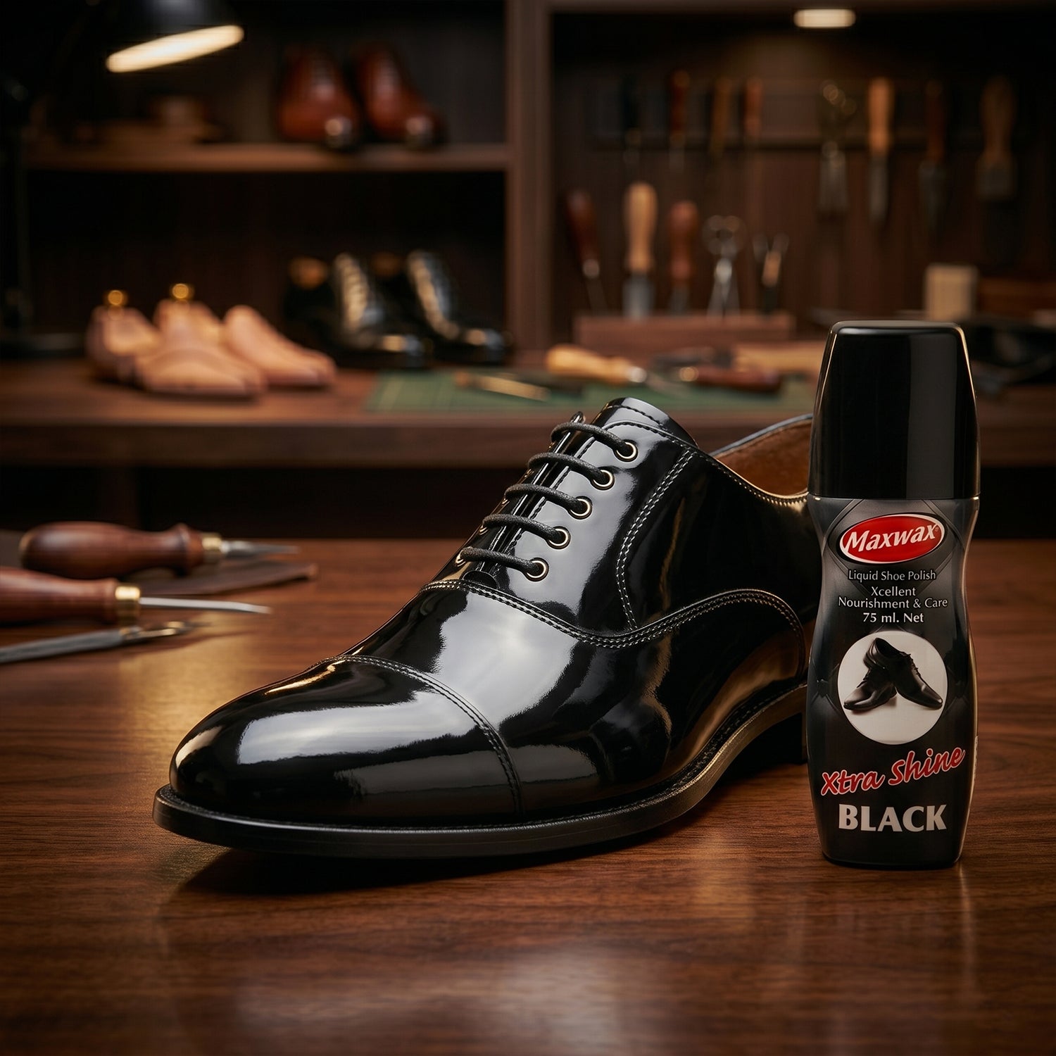 Maxwax Black Liquid Shoe Polish 75 ML - Instant Shine & Protection