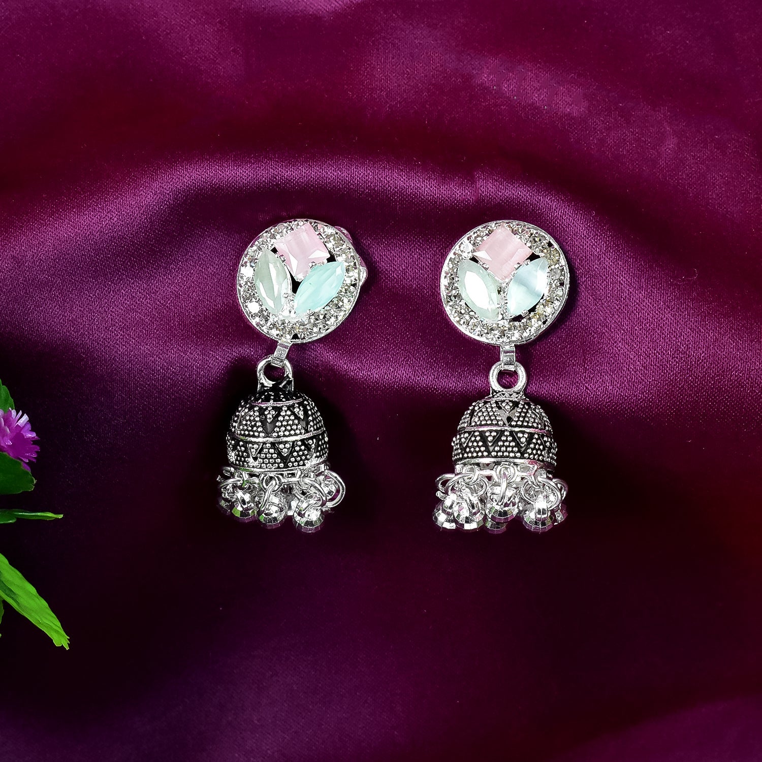 Elegant CZ Tassel Jhumka Earrings â€“ Long Dangle Bridal Drop Earrings for Women