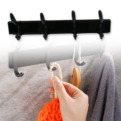 Extra long 4-hook wall coat hanger mounted with jackets and bags
