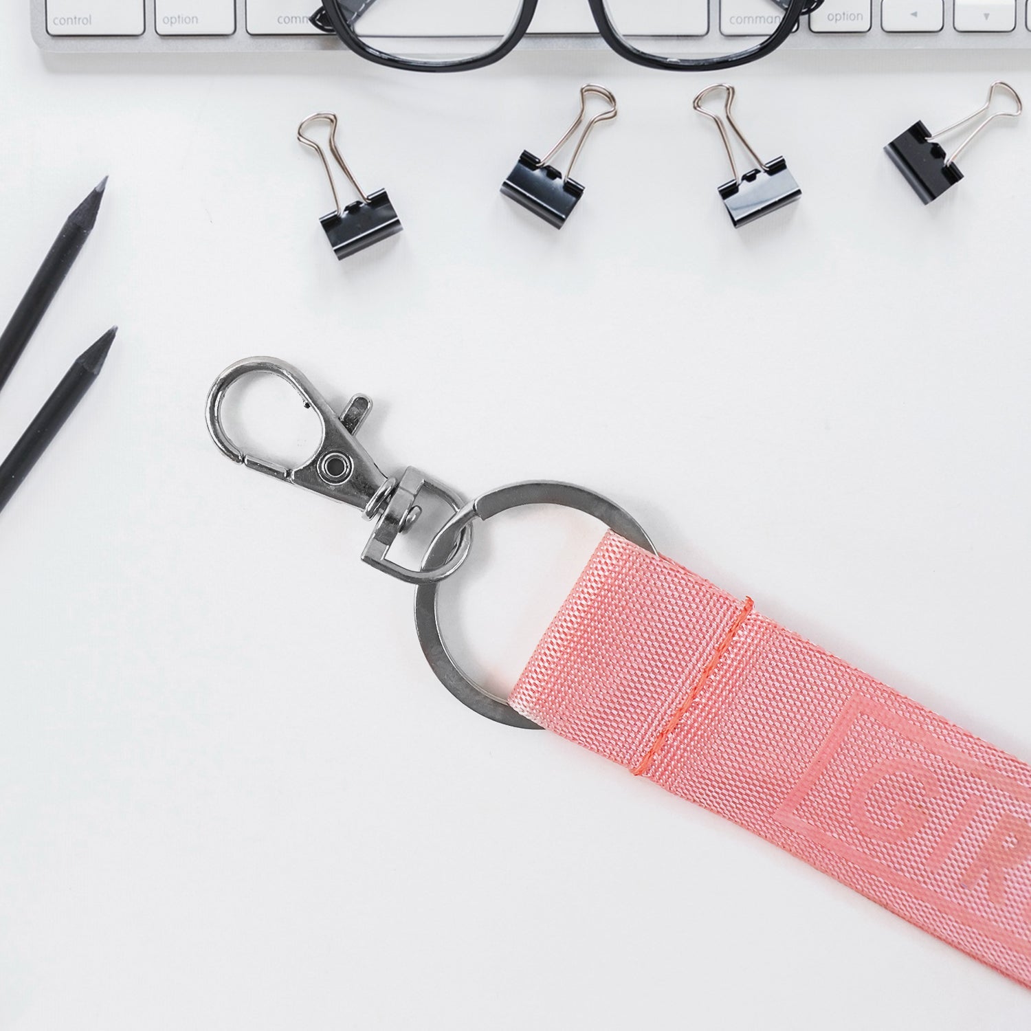 Girl Power Fabric Ribbon Keychain Detail