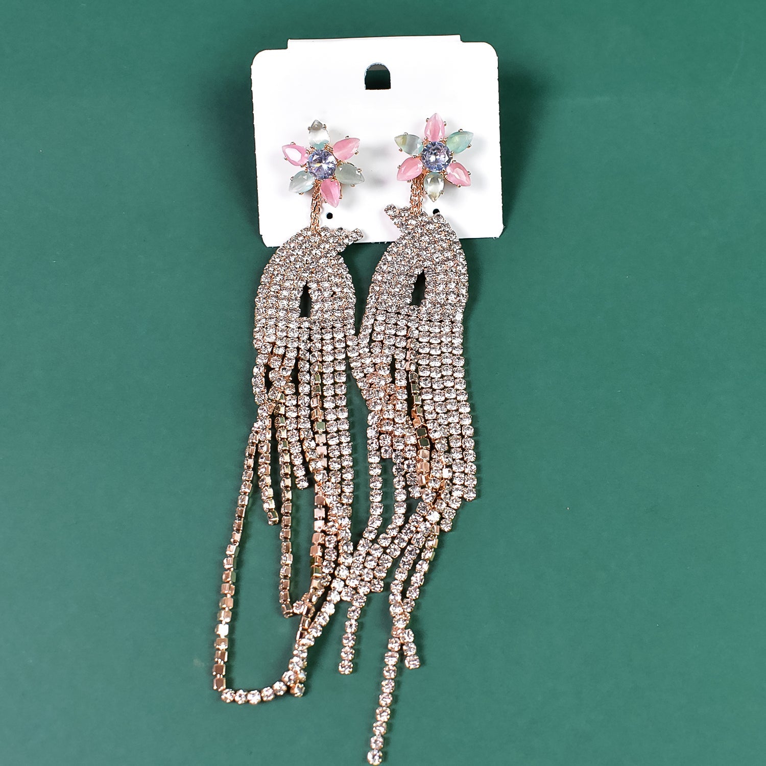 Designer Plated Drop Earring Crystal Long Lop Earrings for Women