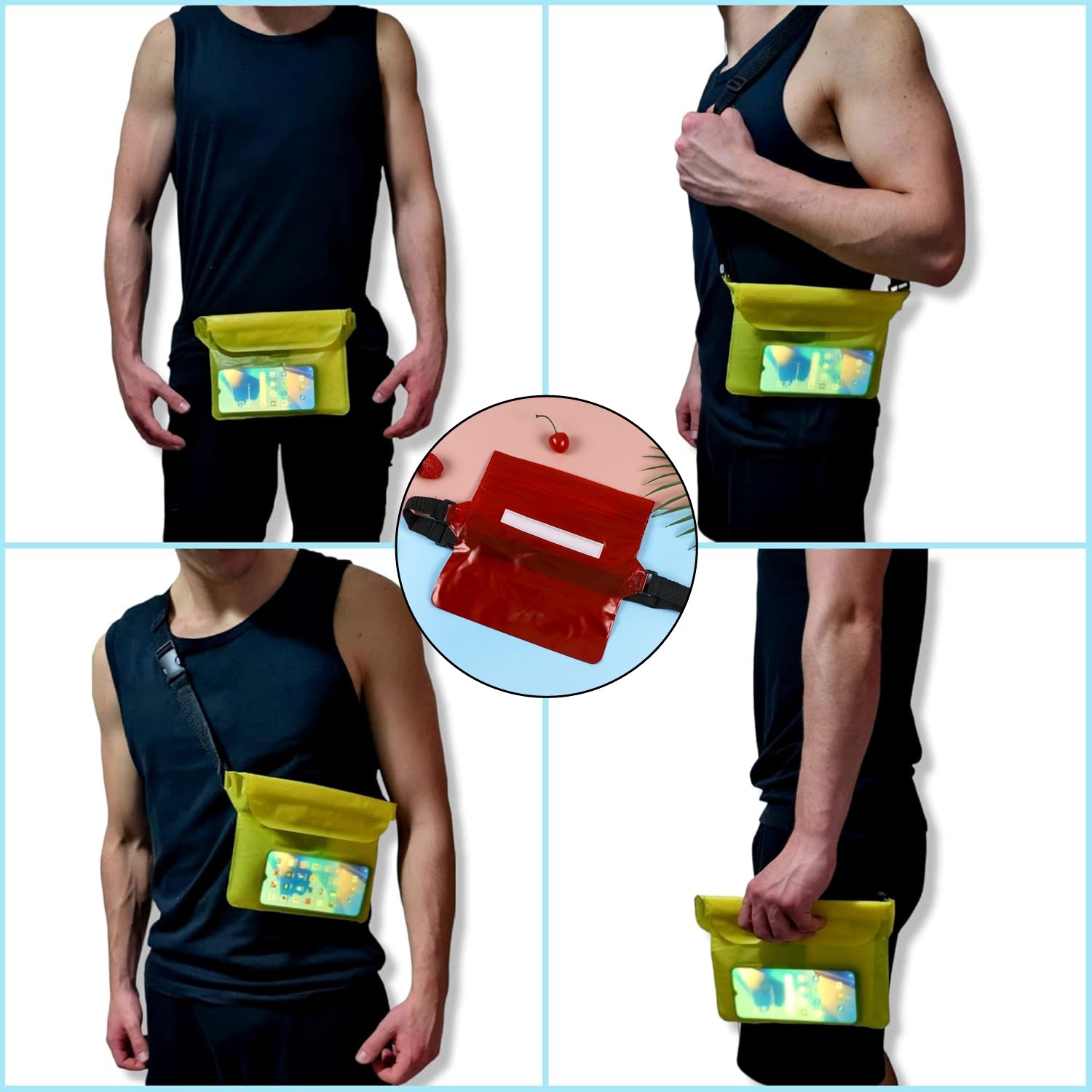 Waterproof Waist Pouch Bag with Adjustable Strap (1 Pc)