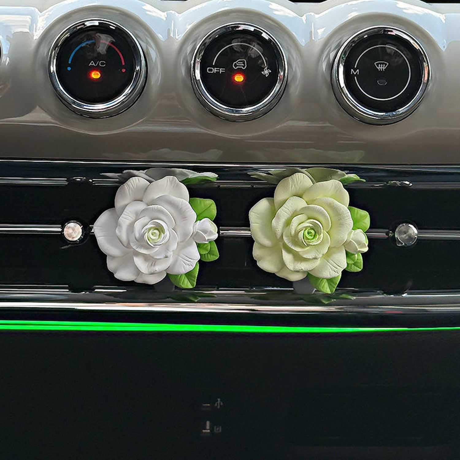 Elegant Rose Flower Car Air Freshener Clip for AC Vent with Perfume Bottle 10ML(1 Pc)