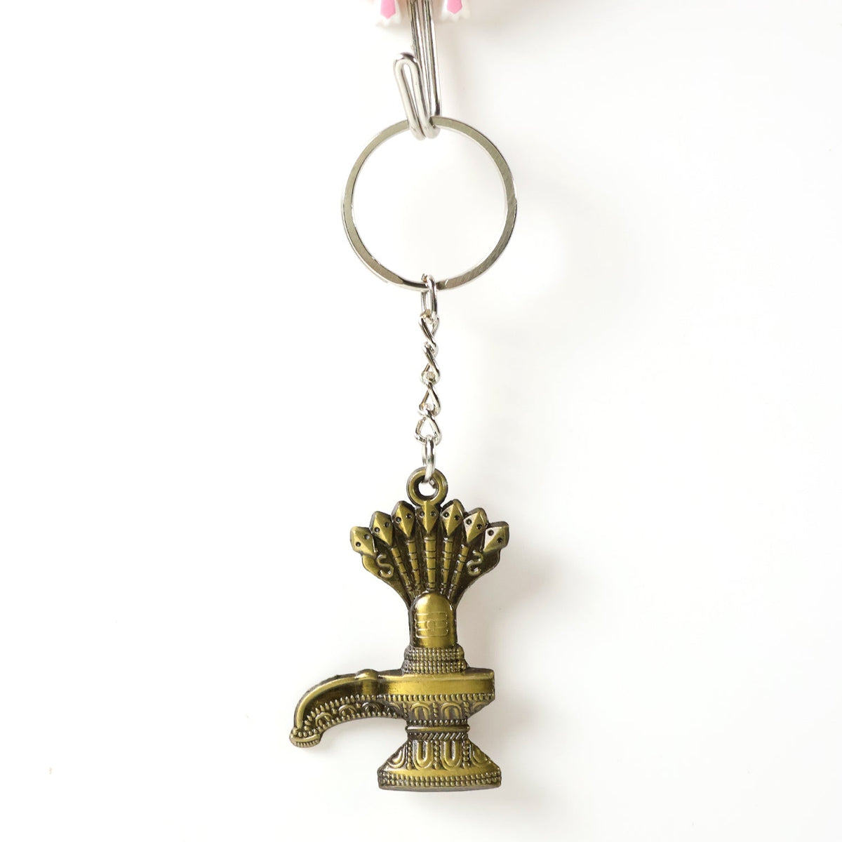Shivaling Metal Keychain close-up