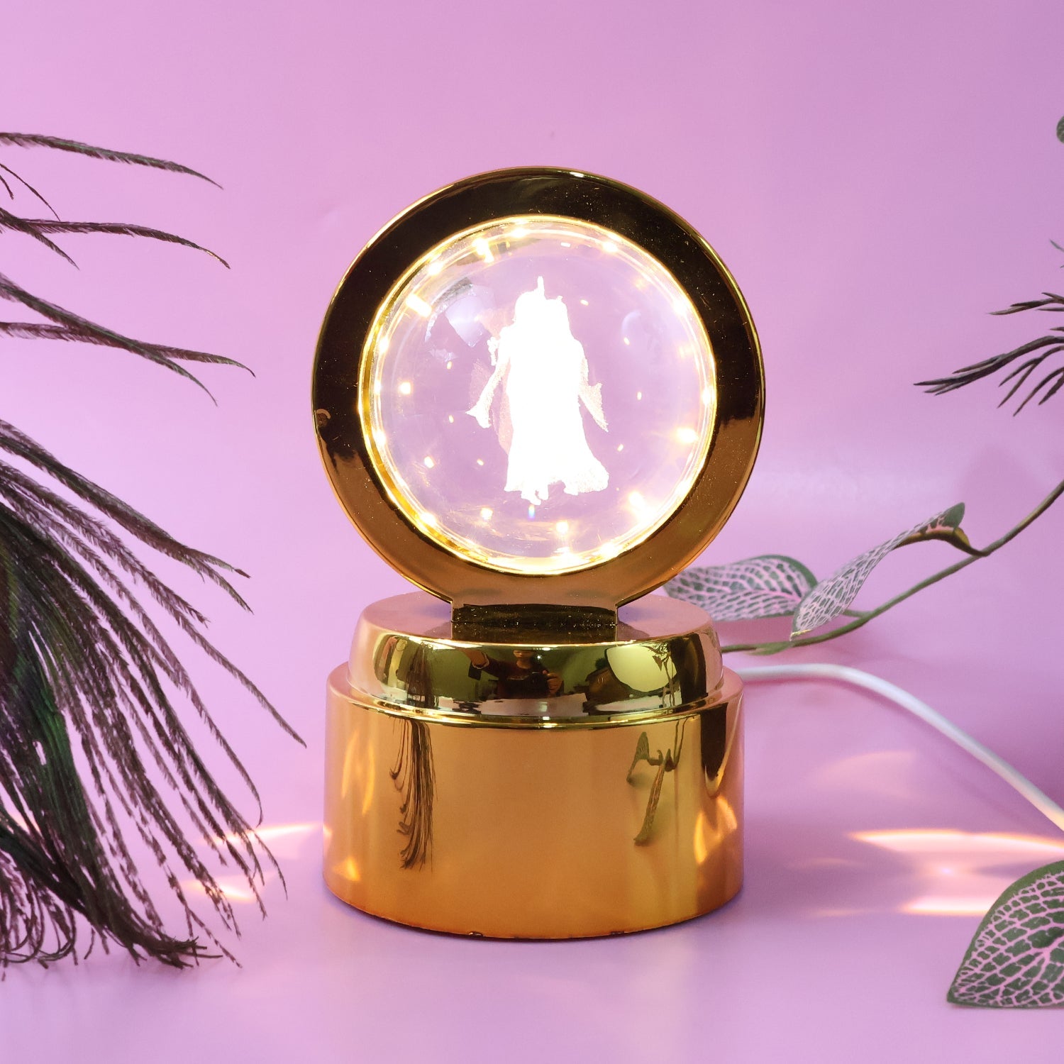 Radhe Krishna Crystal Ball Night Light â€“ 1 Pc