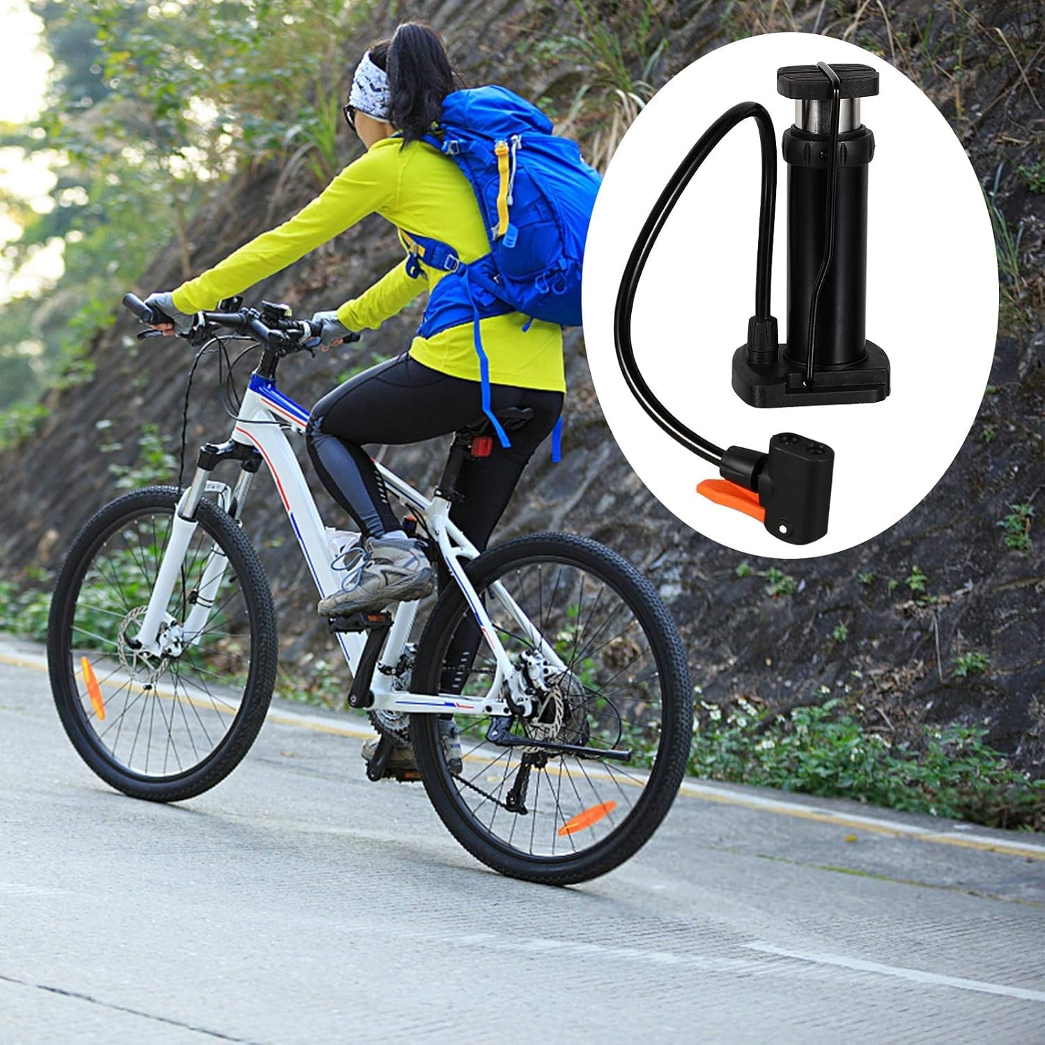 Compact Mini Foot-Operated Air Pump with Hose & Locking Valve Head