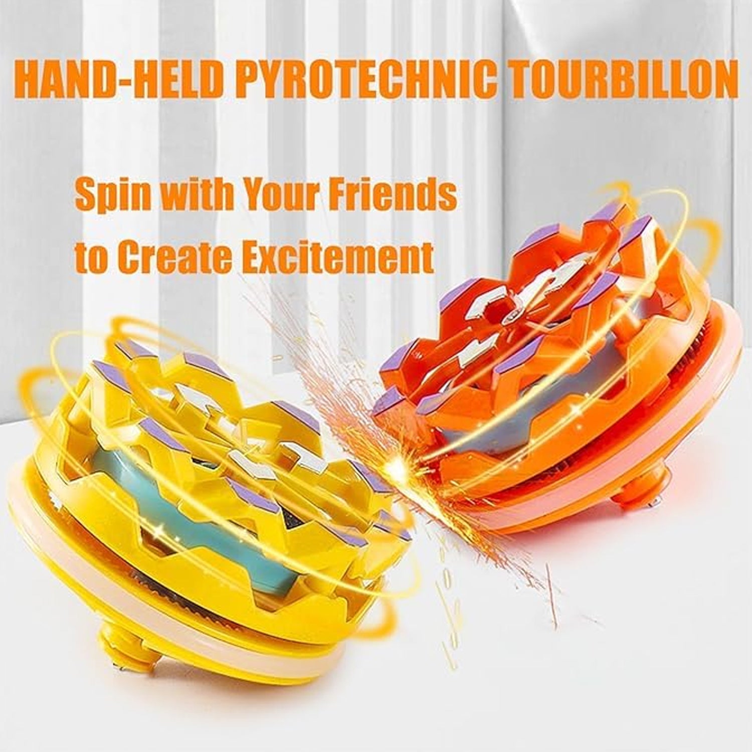 Fireworks Spark Effect Spinning Battle Top Toy (1 Pc)