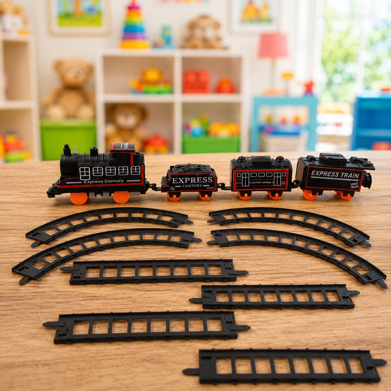 Train track set featuring sound effects