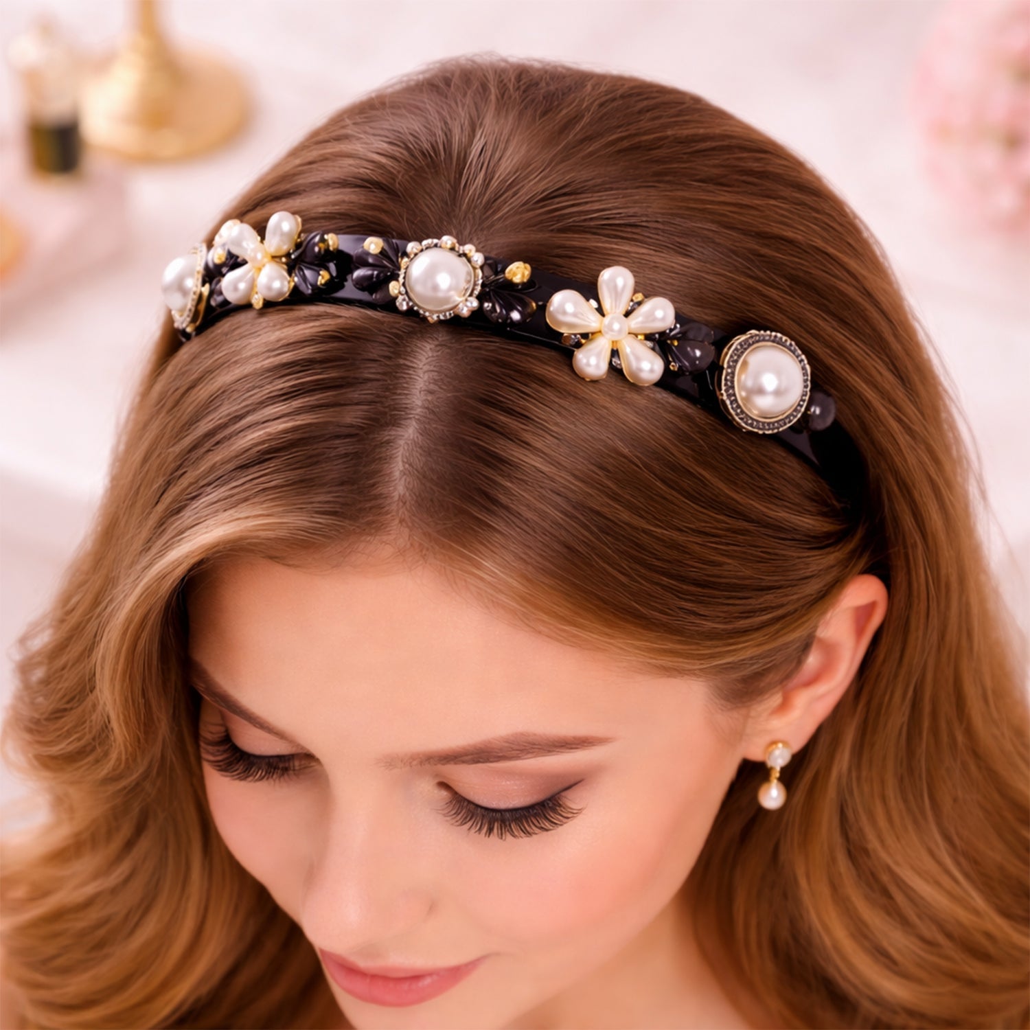 Luxury Pearl Floral Hair Band for Women & Girls (1 Pc)
