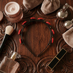Decorative Floral Headband with Built In Mini Claw Clips Hair Band 1 Pc