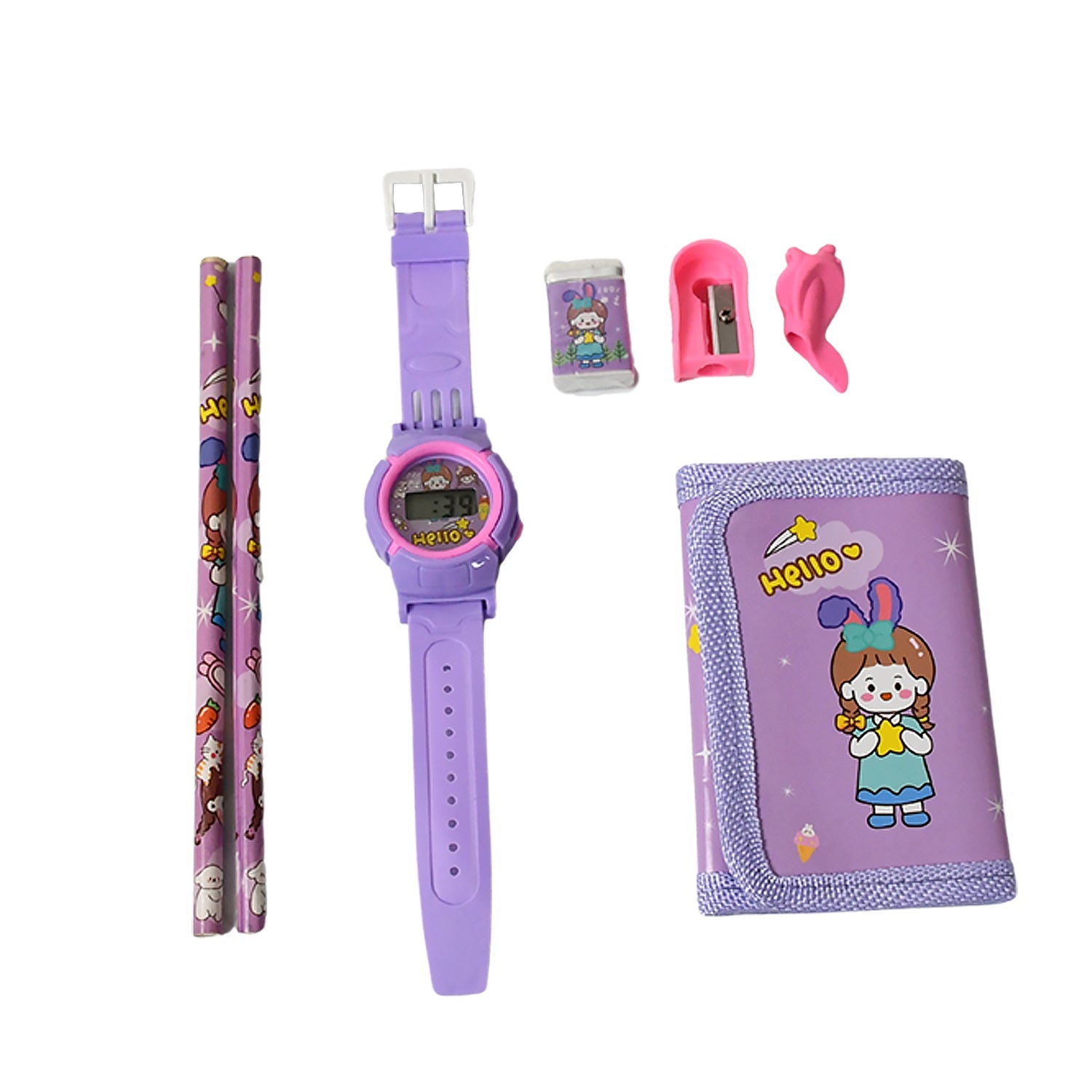 Stationery Set for Kids â€“ 7-in-1 School Kit with Pencils, Eraser, Sharpener, Pouch & More (Pack of 7 Pcs)